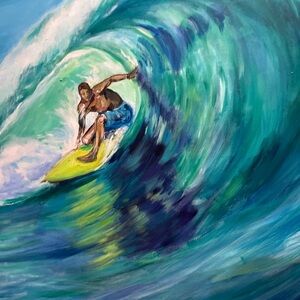 Dynamic Ocean Wave Surfer Painting